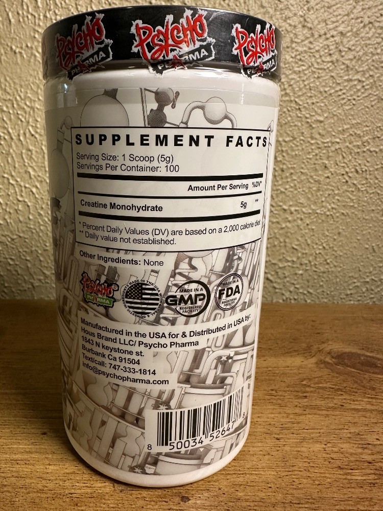 Psycho Pharma Creatine Monohydrate Unflavored 500g 100 Servings New Sealed