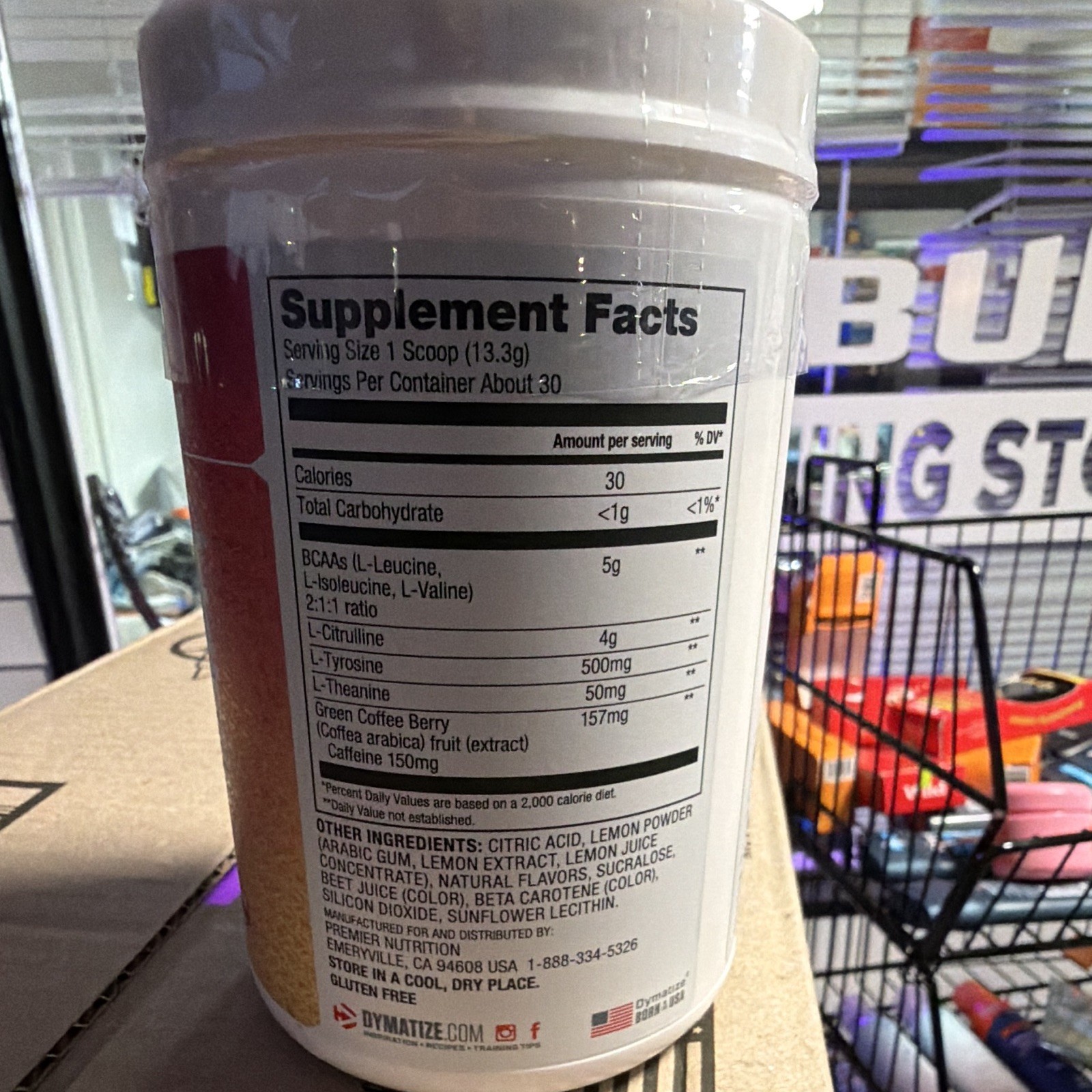 Dymatize Energize Pre-Workout Powder Strawberry Lemonade 30sv 150mg Exp02/27