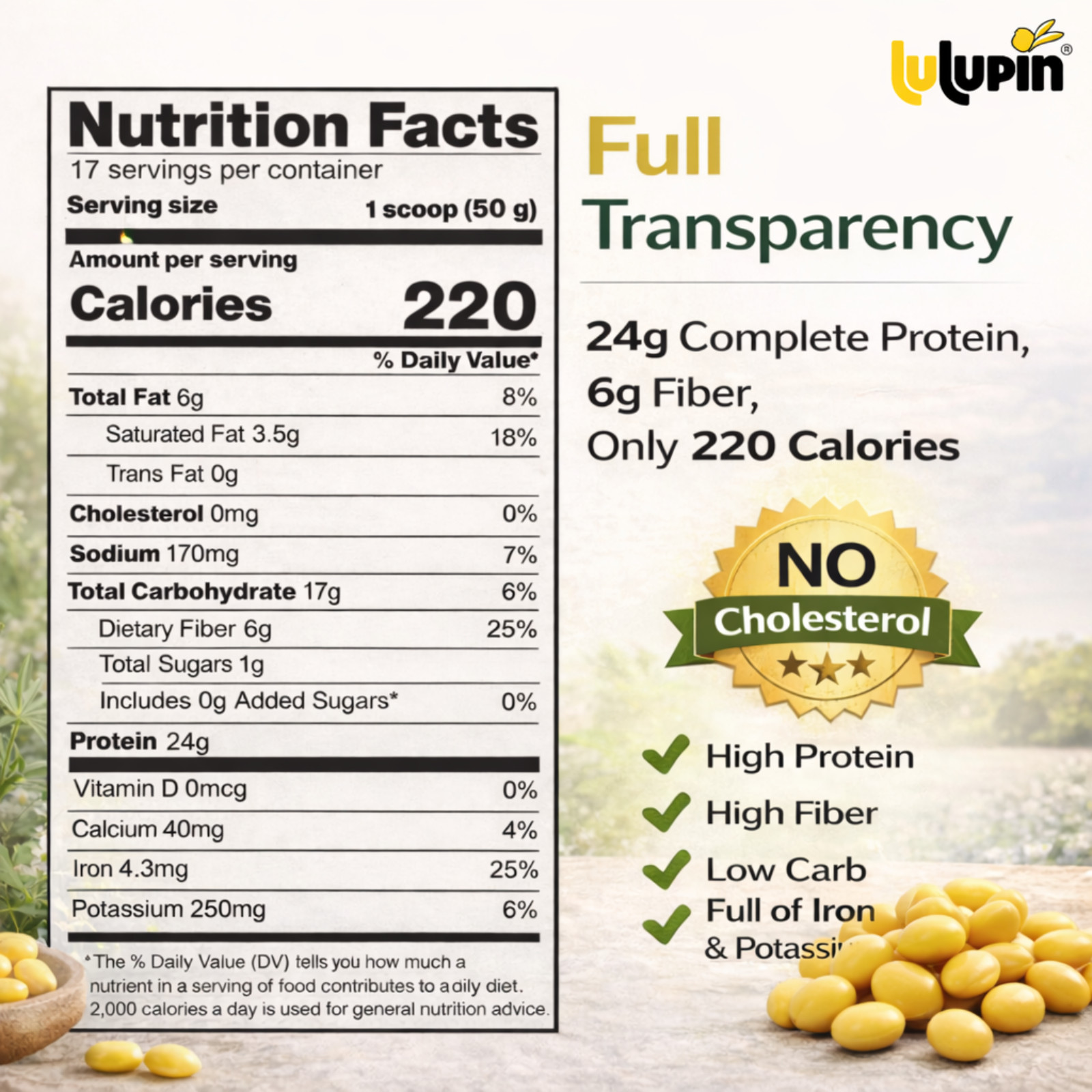 Western Australian Sweet Lupin Plant Protein Powder 850g Natural Vegan Keto