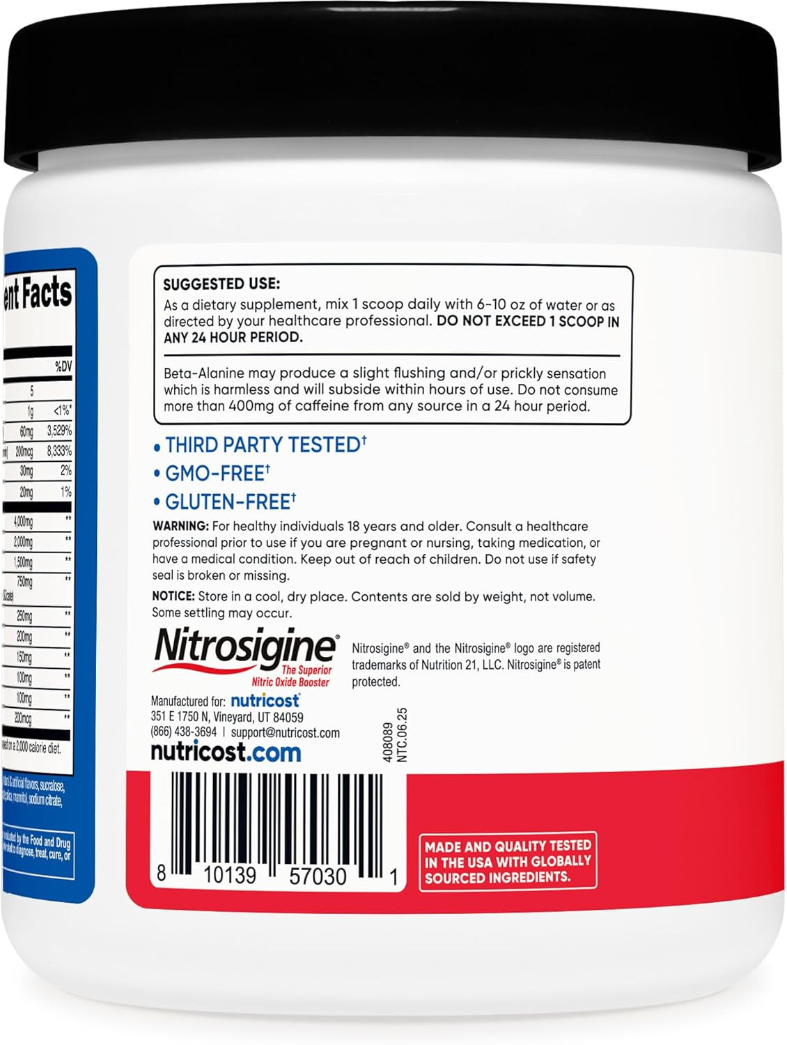 Pre-Workout Complex Powder (30 Servings, Fruit Punch) – with Beta-Alanine, Tauri