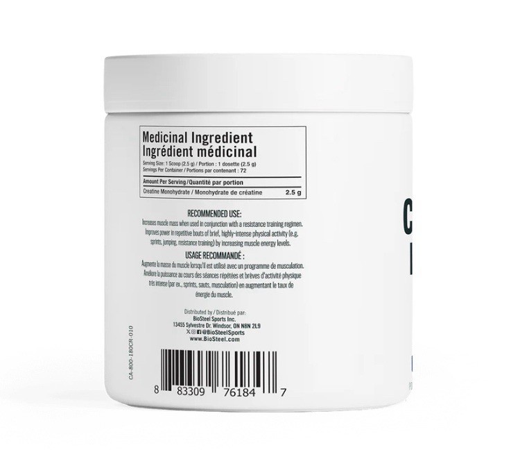 Biosteel Creatine Monohydrate Powder 72 Servings, 180g, Micronized for Muscle