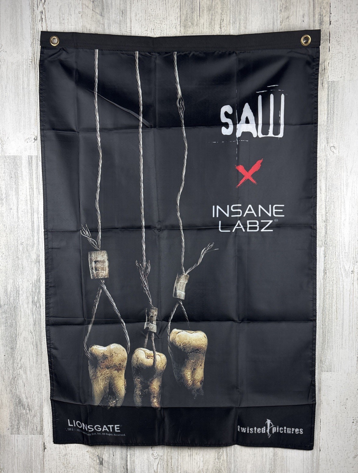 Insane Labz SAW X Teeth 24”x36” Flag Twisted Pictures Lionsgate
