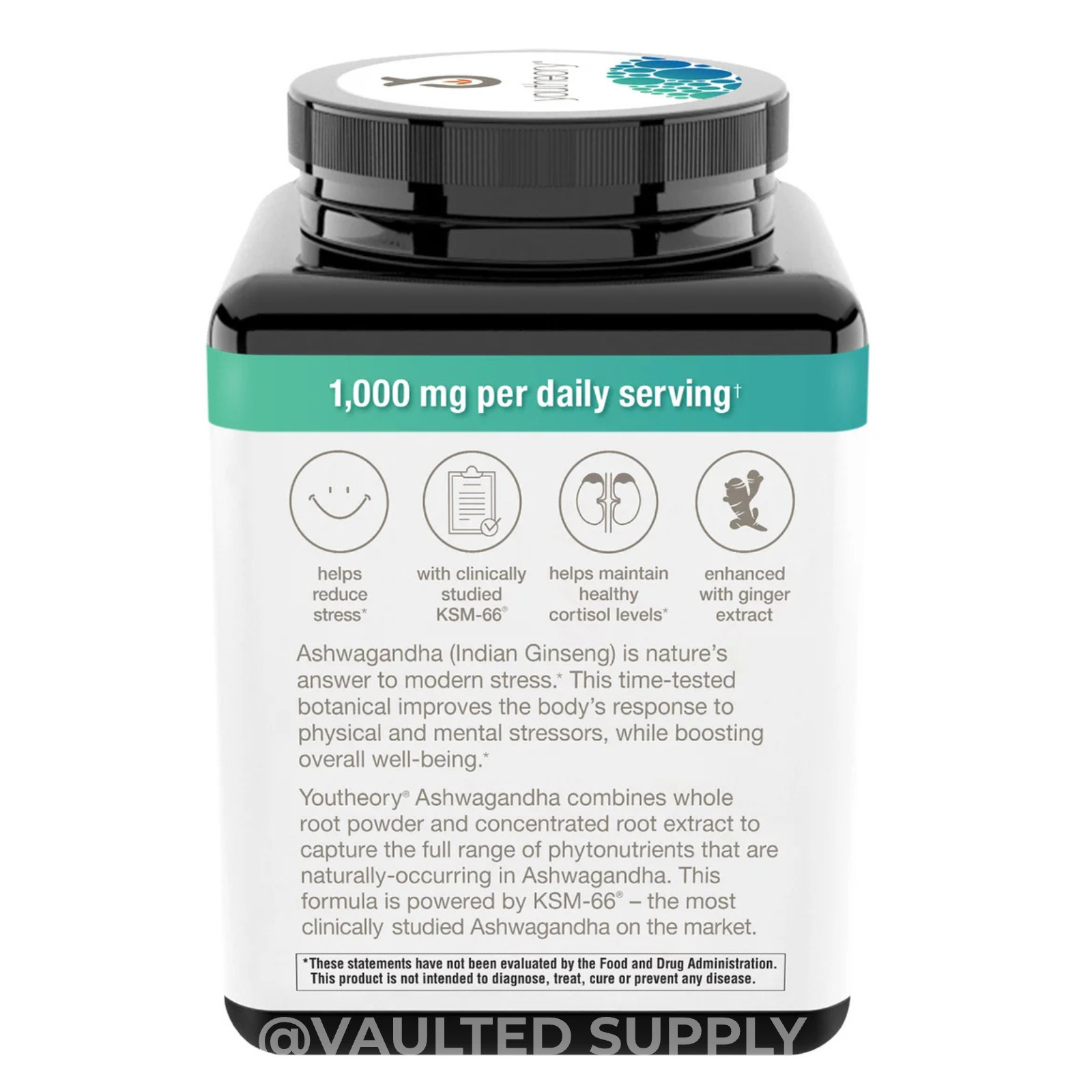 Youtheory Ashwagandha 1000 mg 180ct 05/27 – (2 Pack)