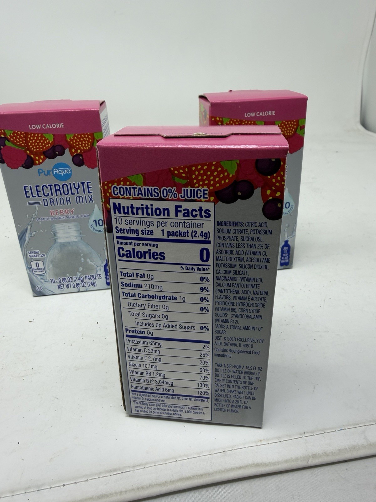 PURAQUA ELECTROLYTE -DRINK MIX BERRY 10 .08oz Packets Lot Of 3
