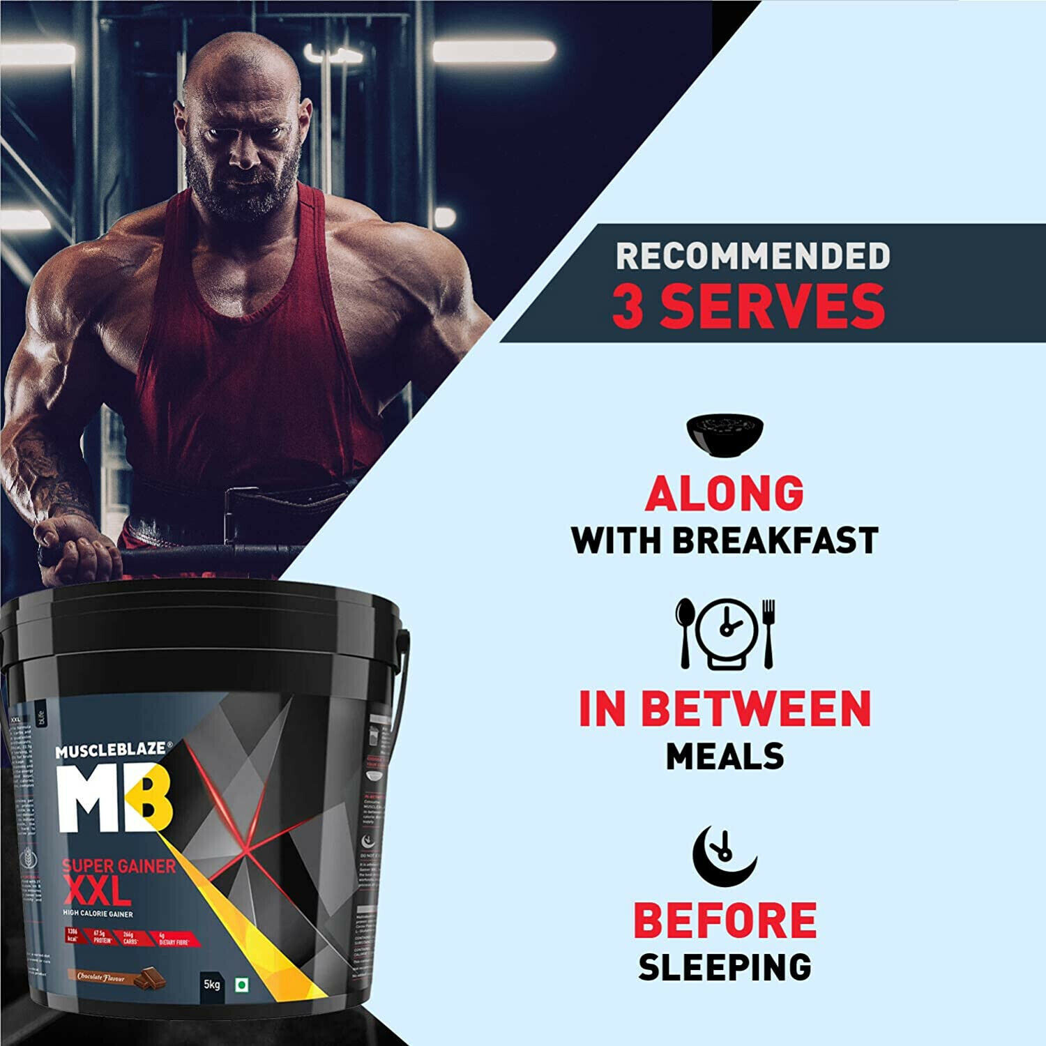 MuscleBlaze Super Gainer XXL For Muscle Mass Gain (Chocolate 5 kg )