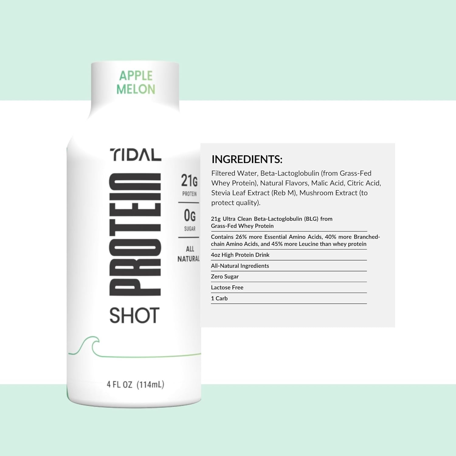 Tidal Protein Shot 4 fl oz (12 Pack) Liquid Protein Drink 21g