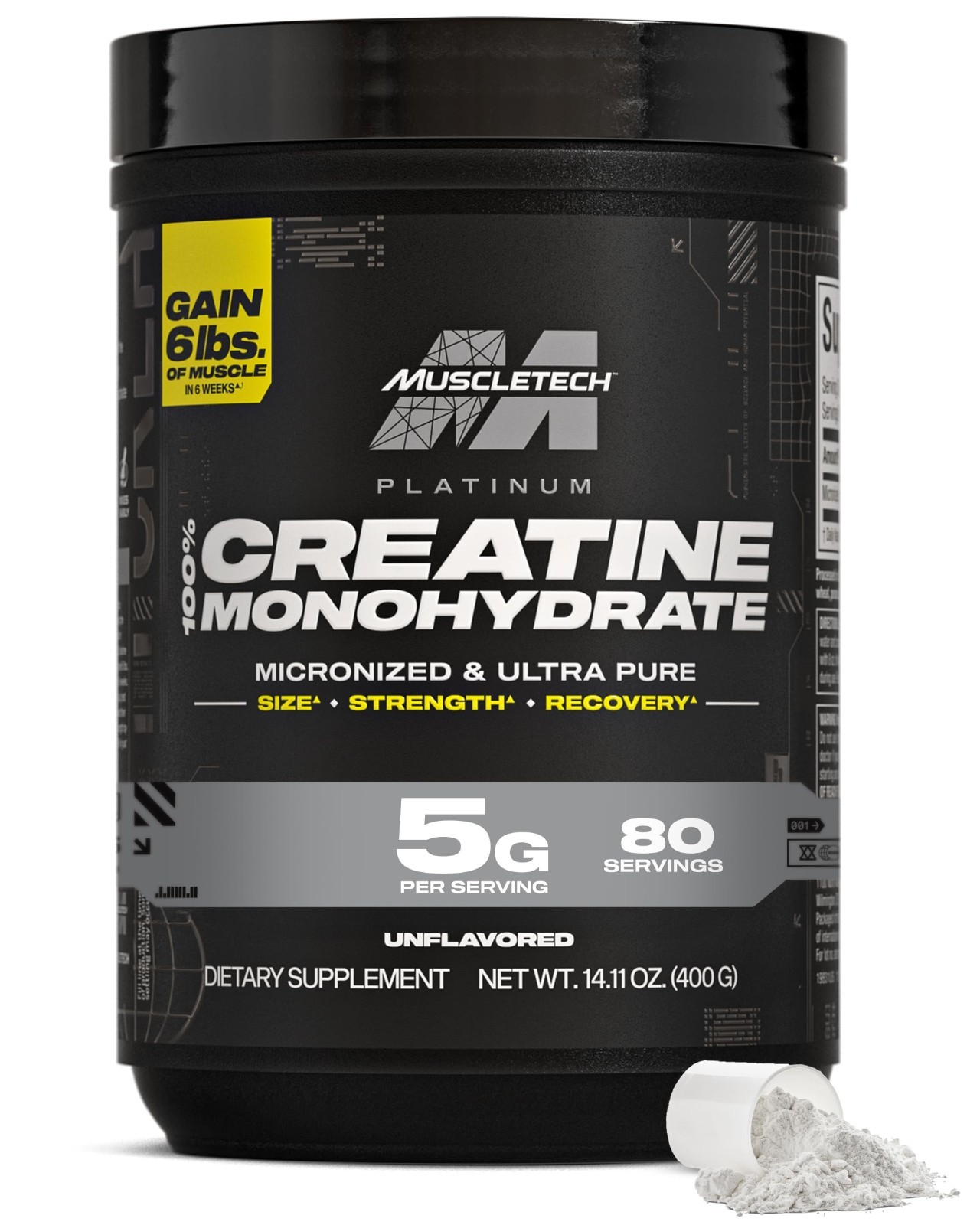 Pure Creatine Monohydrate Powder – 80 Servings, Unflavored Micronized Supplement