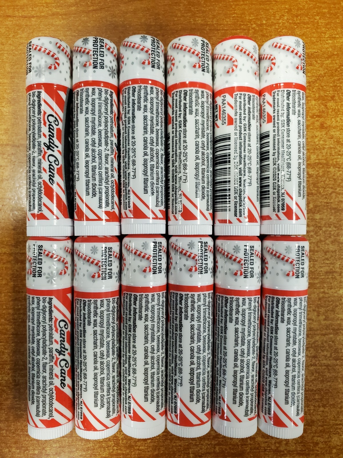 12 Pack: Chapstick Candy Cane Peppermint Lip Balm 0.15 oz. ea. NEW/SEALED (5517)