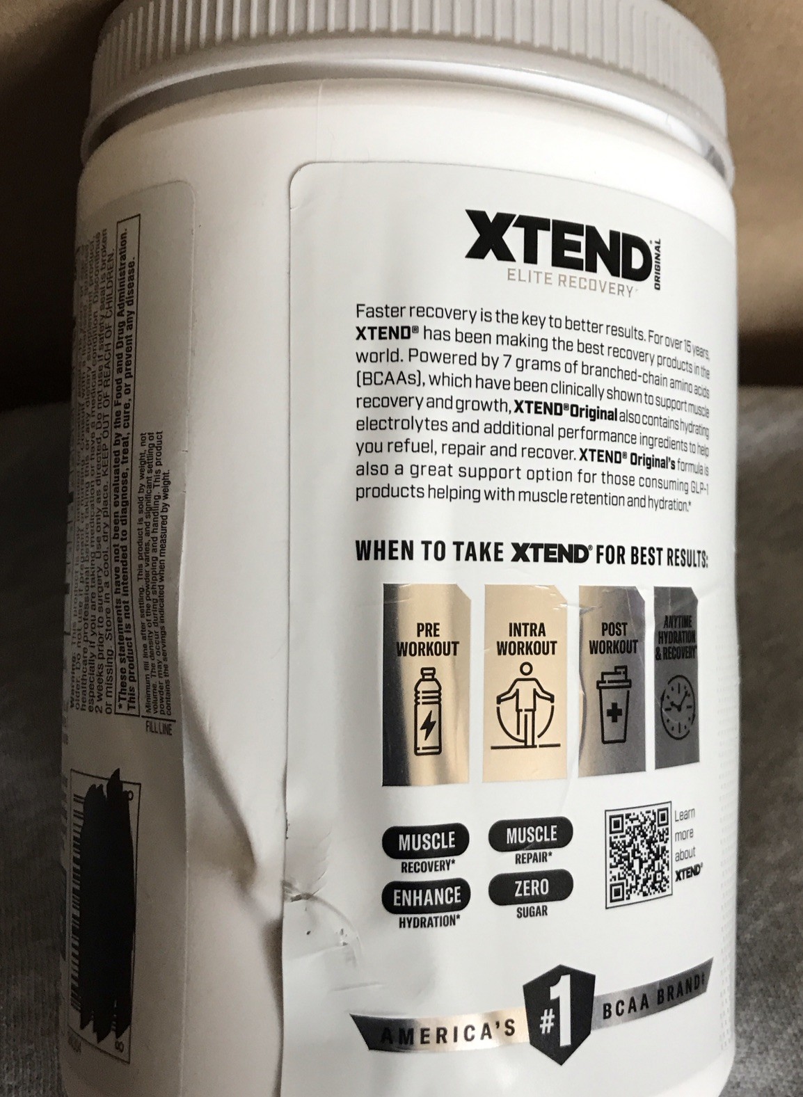 Xtend Original Elite Recovery BCAA Powder – Knockout Fruit Punch – 30 servings