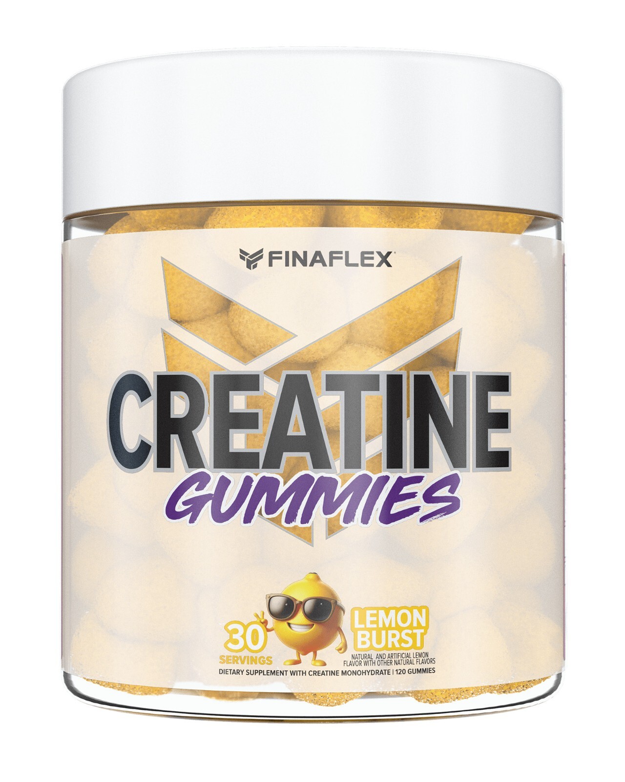 Finaflex Creatine Monohydrate Gummies For Muscle Growth & Recovery, Lemon 30srv