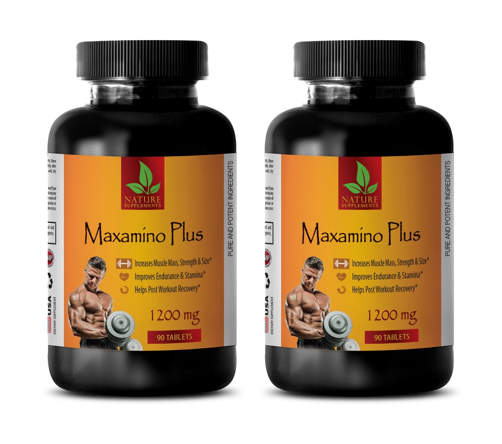 Maxamino Plus 1200. Pre & Post Workout Amino Acid (2 Bottles, 180 Tablets)