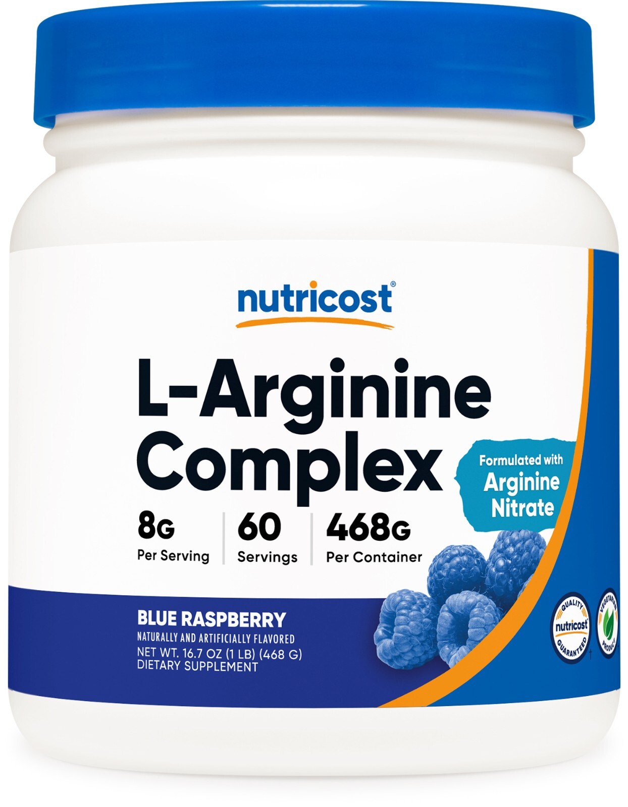 Nutricost L-Arginine Complex (Blue Raspberry, 60 Servings) -NON GMO