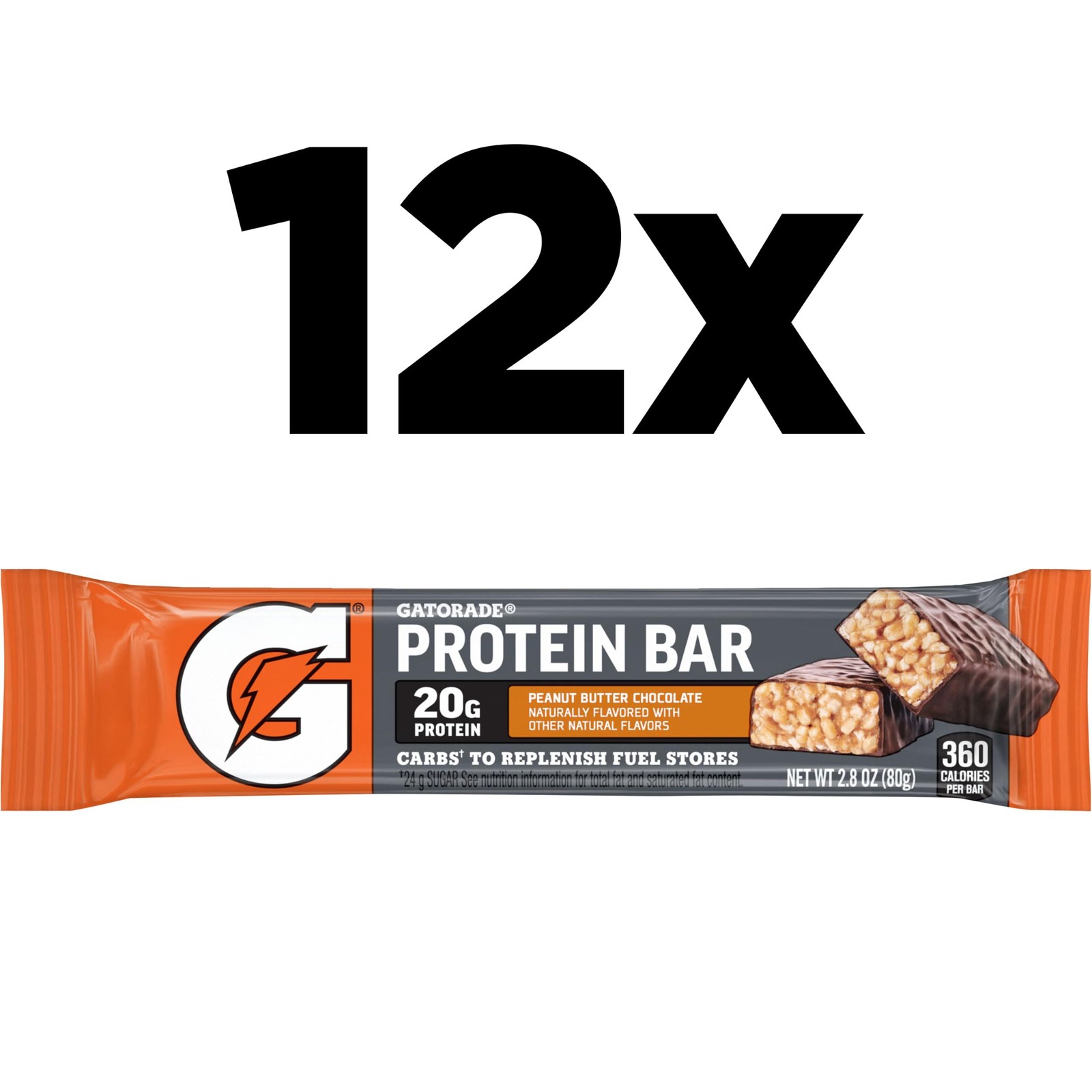 Gatorade Whey Protein Recover Bars, Peanut Butter 2.8 Ounce (Pack of 12)