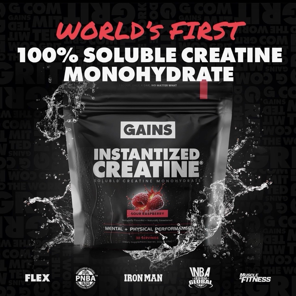 Gains in Bulk Sour Raspberry Instantized Creatine Monohydrate for Women and Men