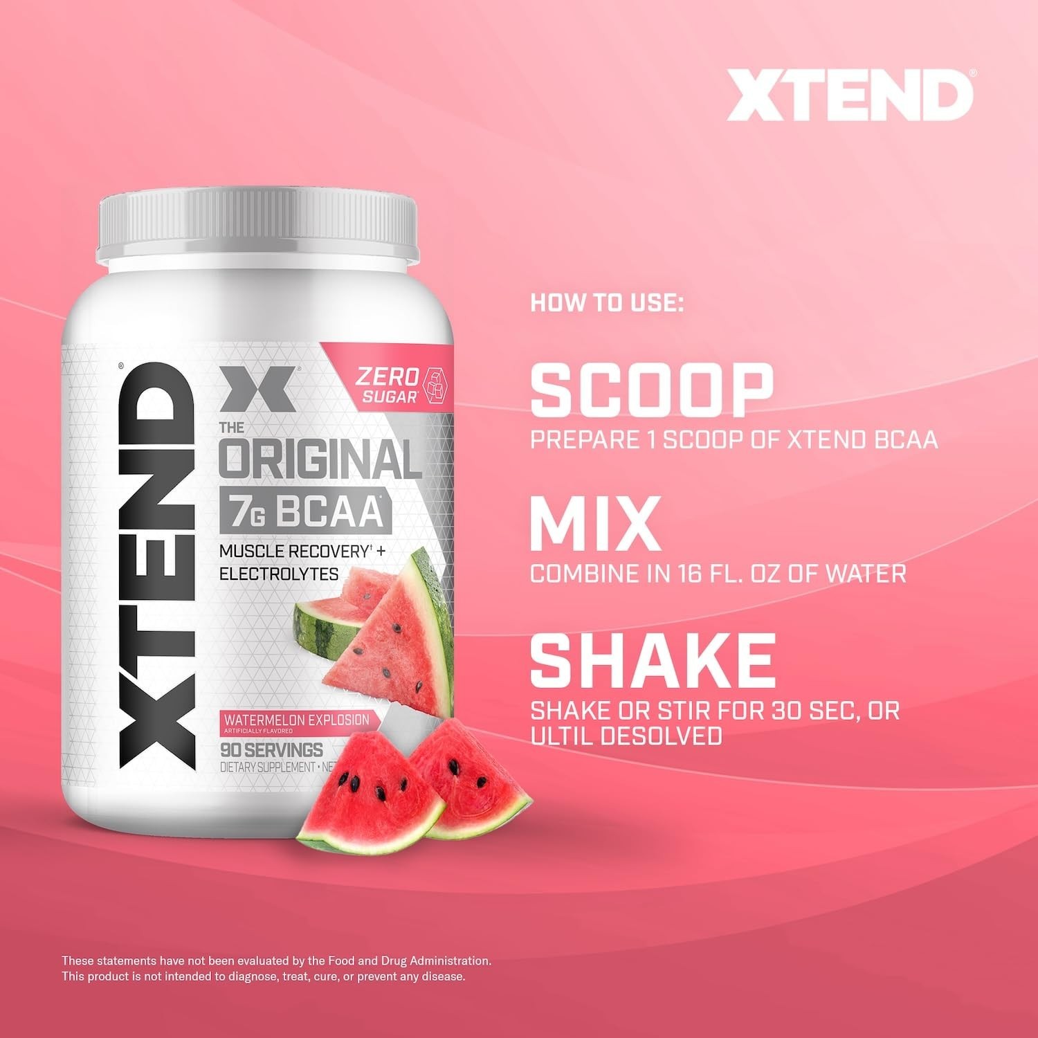 BCAA Powder for Muscle Recovery & Hydration, 7g BCAAs, Sugar Free, Watermelon, 9