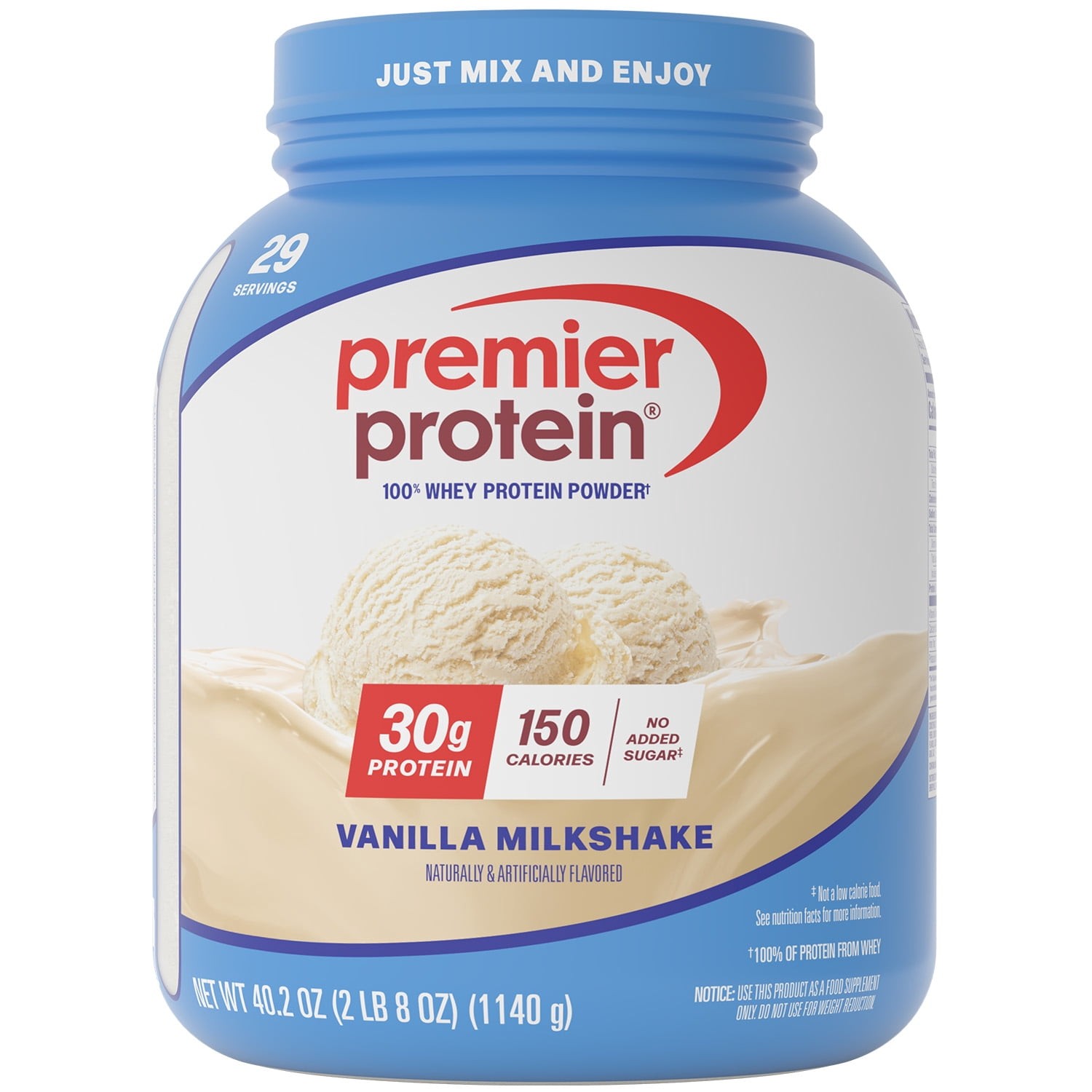 Premier Protein 100% Whey Protein Powder, Vanilla Milkshake, 30g Protein
