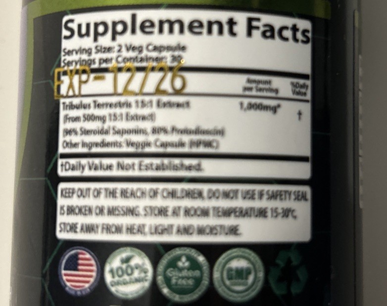 TRIBULUS TERRESTRIS 1000mg EXTRACT 96% SAPONINS WORKOUT SPORT SUPPLEMENT