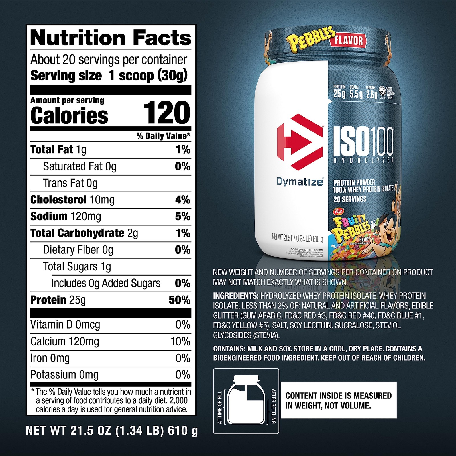 Dymatize x Fruity Pebbles ISO100 Whey 1.34 Pound (Pack of 1),