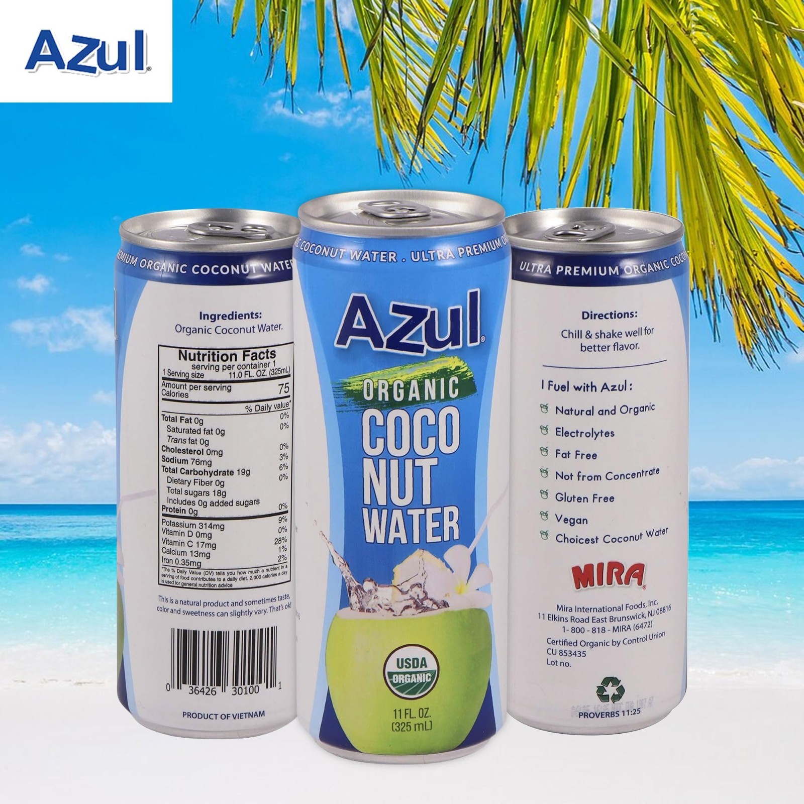 Organic Coconut Water – Natural Hydrating Electrolyte Drink, No Sugar, Gluten Fr