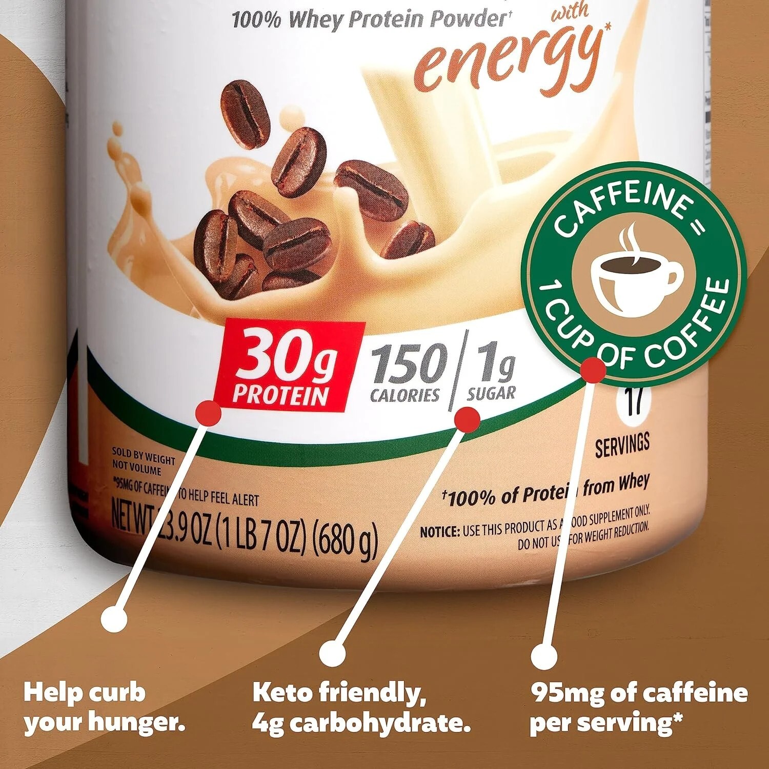 2 Pack Premier Protein 100% Whey Protein Powder, Café Latte, 30g Protein 23.9 oz