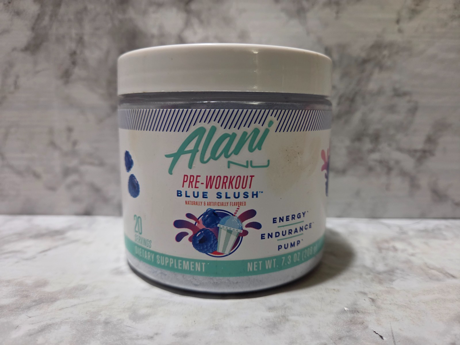 Alani Nu Pre-Workout Energy Endurance Pump 20 Servings Blue Slush 7.3 OZ 9/2026