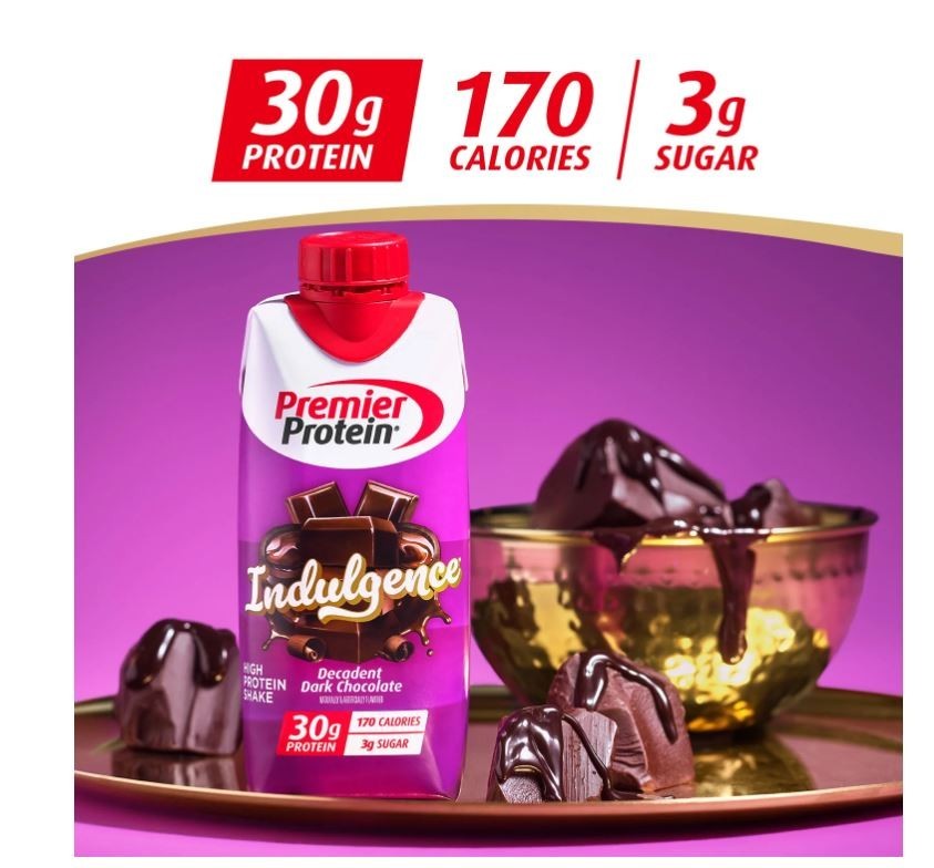 Premier Protein Indulgence Protein Shake, Decadent Dark Chocolate, 30g Protein,