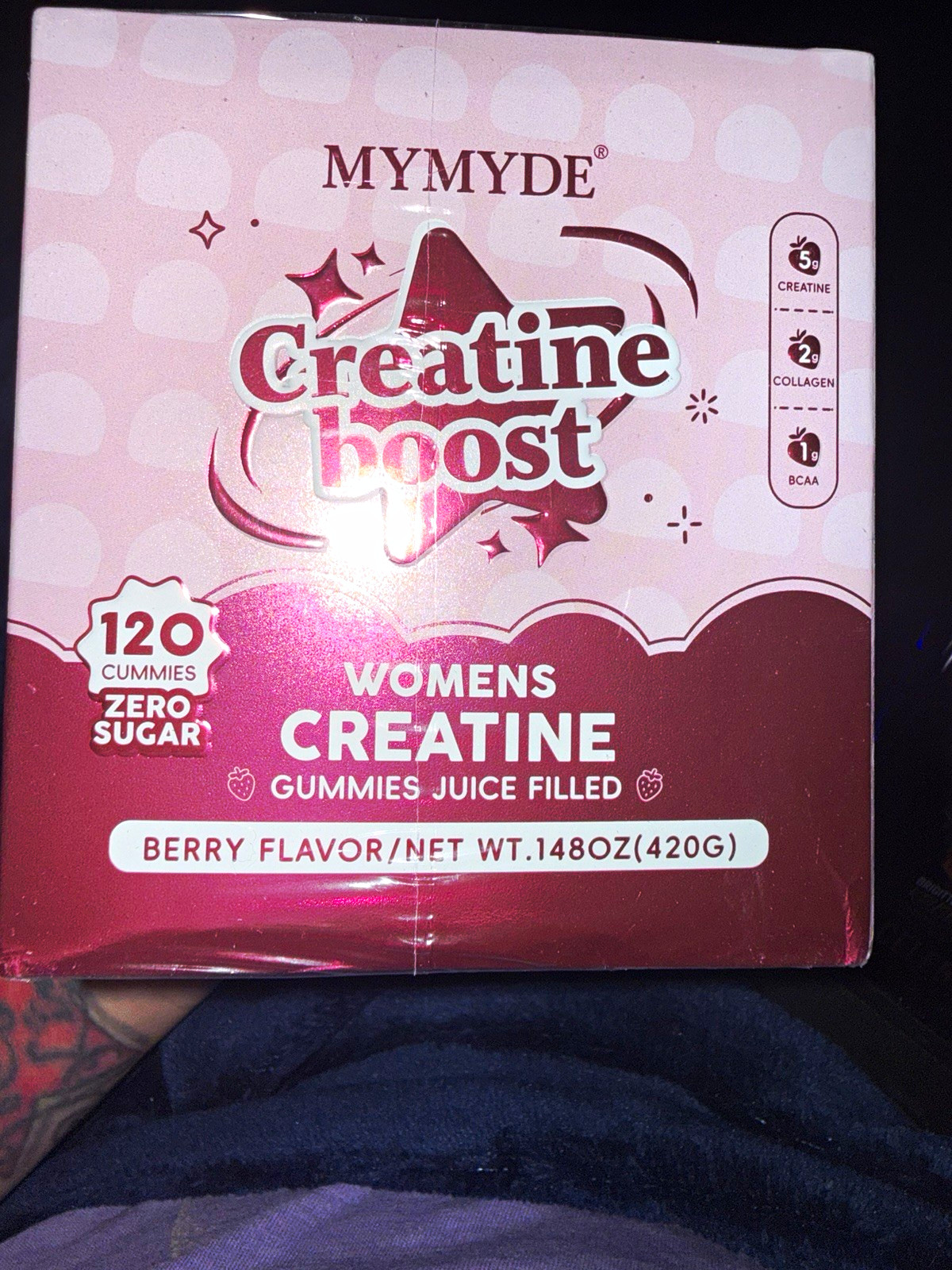 MYMYDE Creatine Boost Women’s Creatine Gummies 120ct Berry Sugar Free