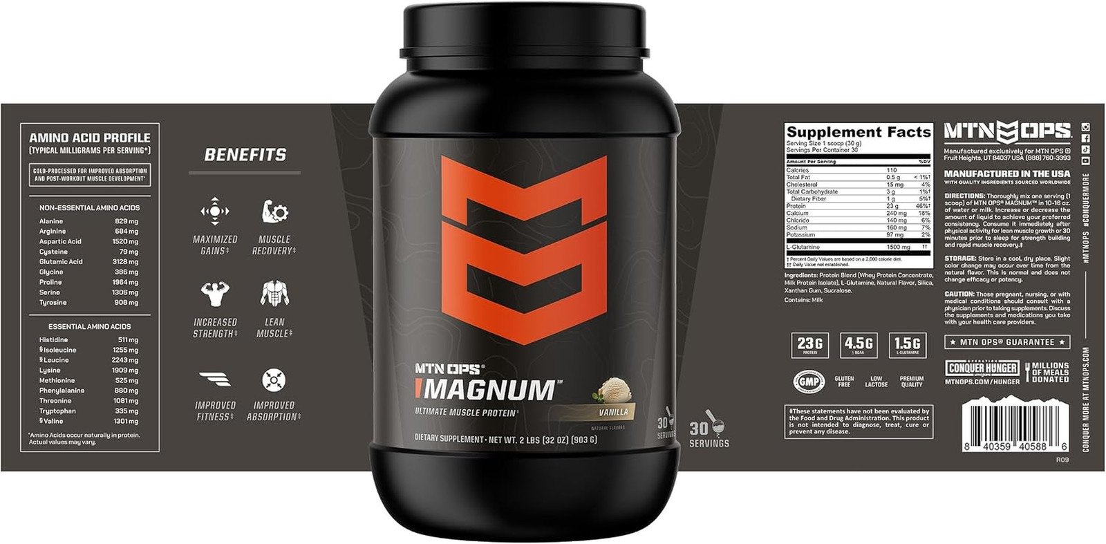 Magnum Protein Powder 23G Protein per Serving Whey Protein Blend with Bcaas Low