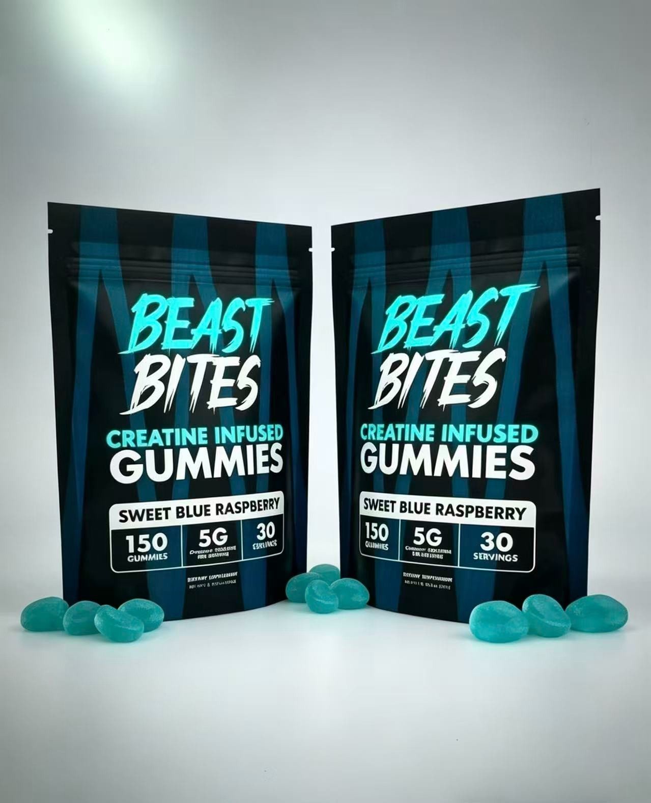 Creatine Gummies – 150ct, Bites Blue Raspberry, Pre-Workout Beast Energy Help