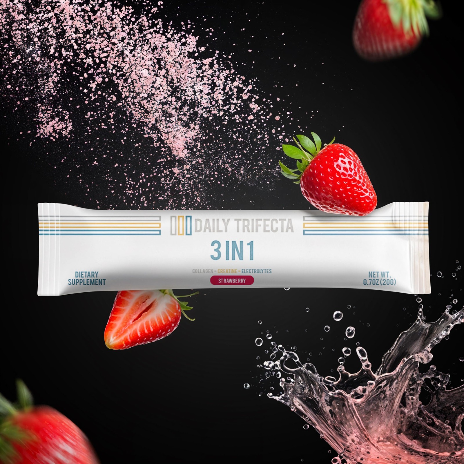 DAILY TRIFECTA 3in1 Collagen, Creatine & Electrolyte Stick Packs | Type I Col…