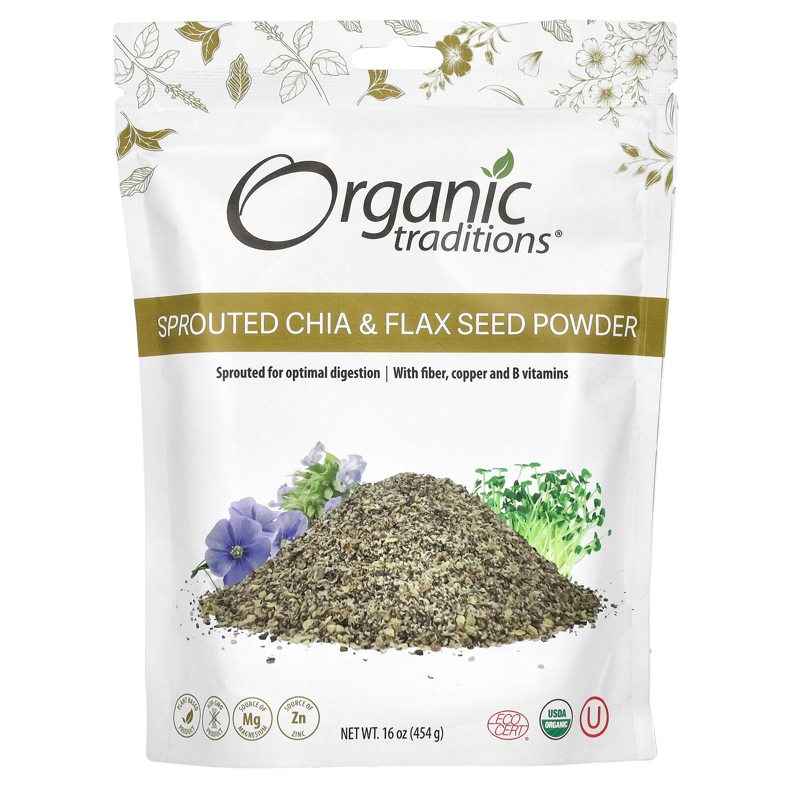 Sprouted Chia & Flax Seed Powder, 16 oz (454 g)