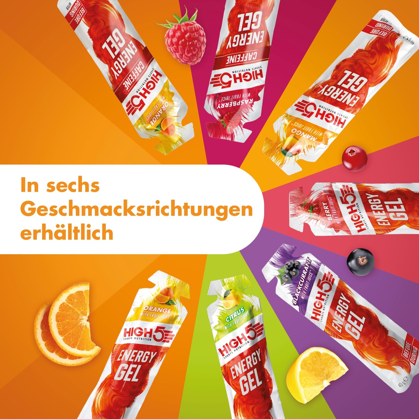 High5 High 5 Energy Gel Plus – 20 X 38G Sachet – Orange