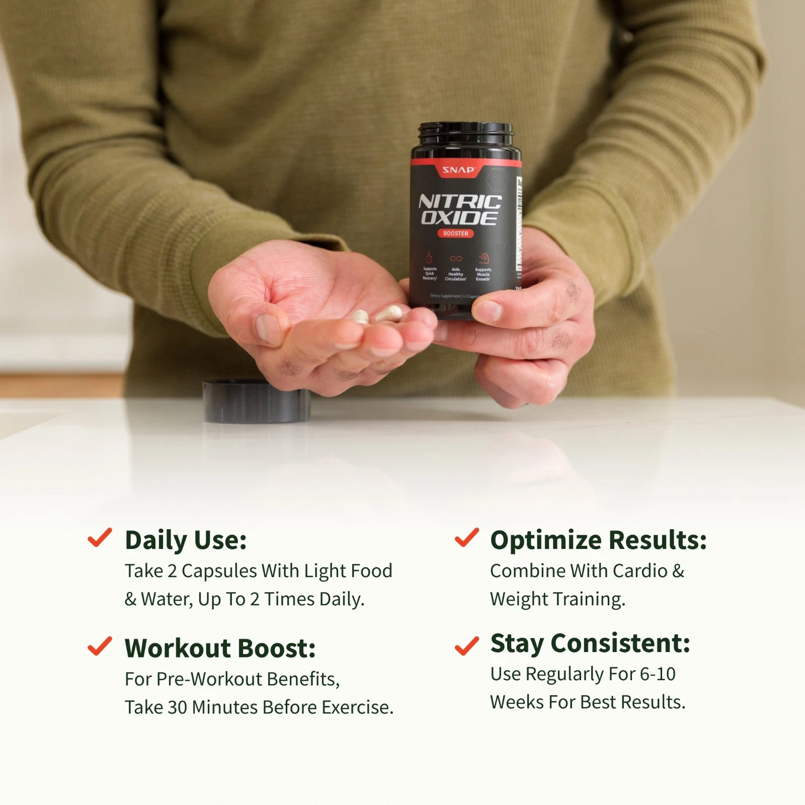 Nitric Oxide Booster Supplement L-Arginine L-Citrulline Pre Workout Pills 2-Pack