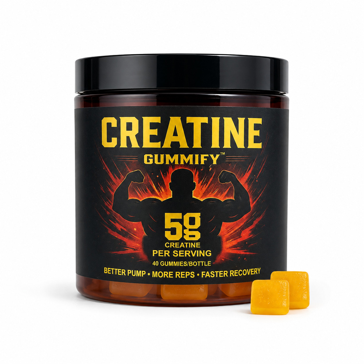 2 Pack Creatine gummies, 5g creatine, 40 gummies per bottle, vegan, gluten-free