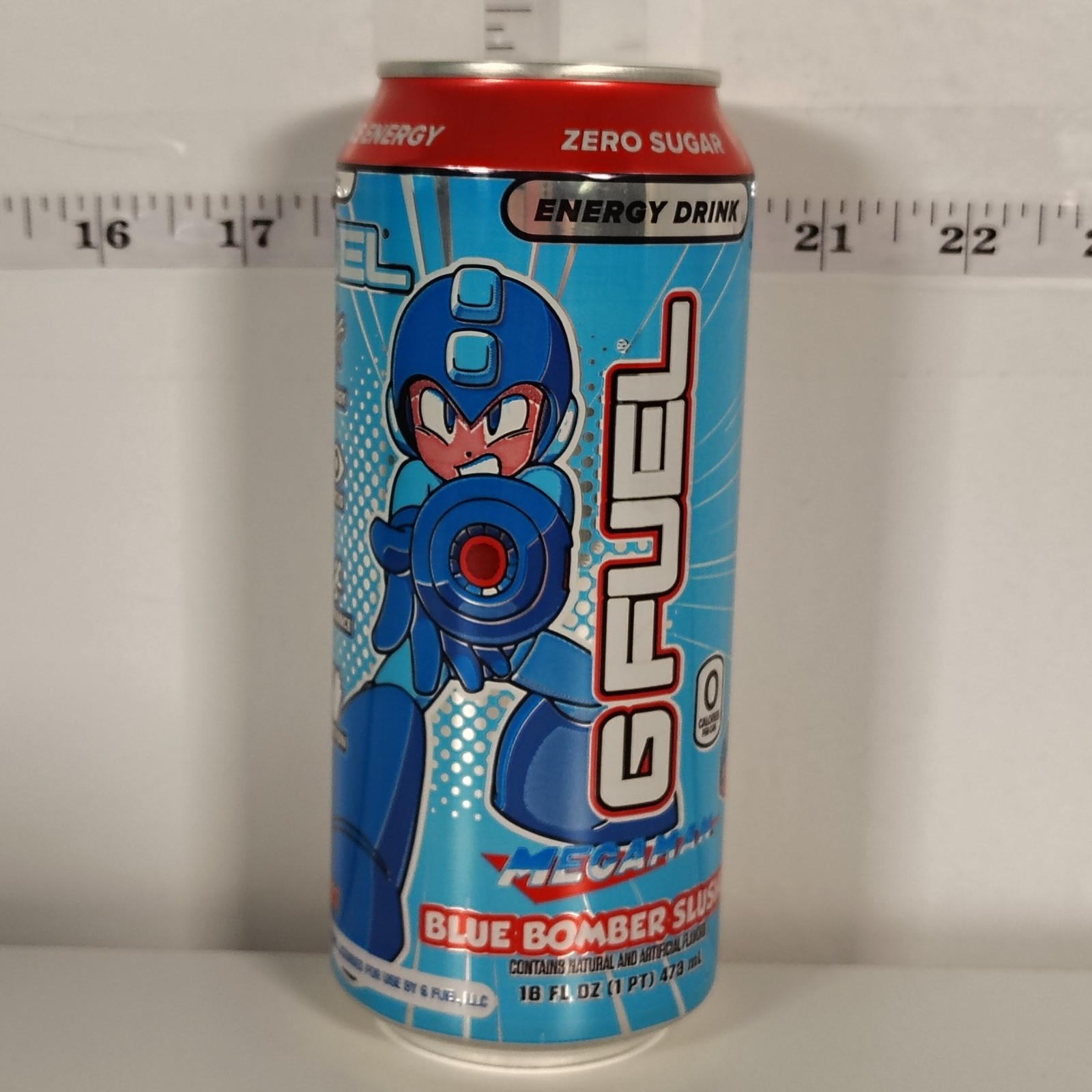 G FUEL Mega Man Blue Bomber Slush Energy Drink 16oz Zero Sugar EXP 2028