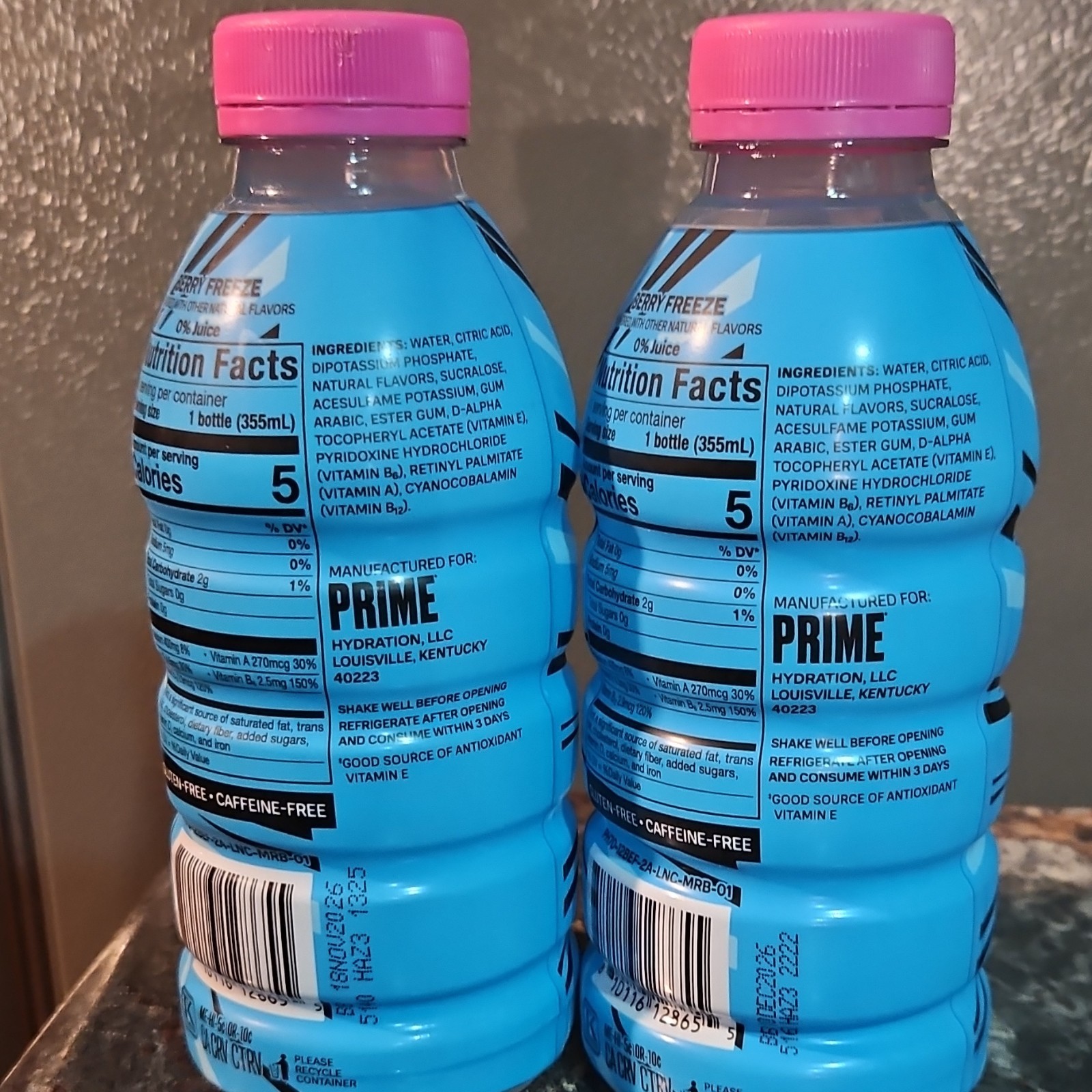 Prime Hydration Drink MrBeast Berry Freeze 12 fl oz Gluten-Free Caffeine-Free