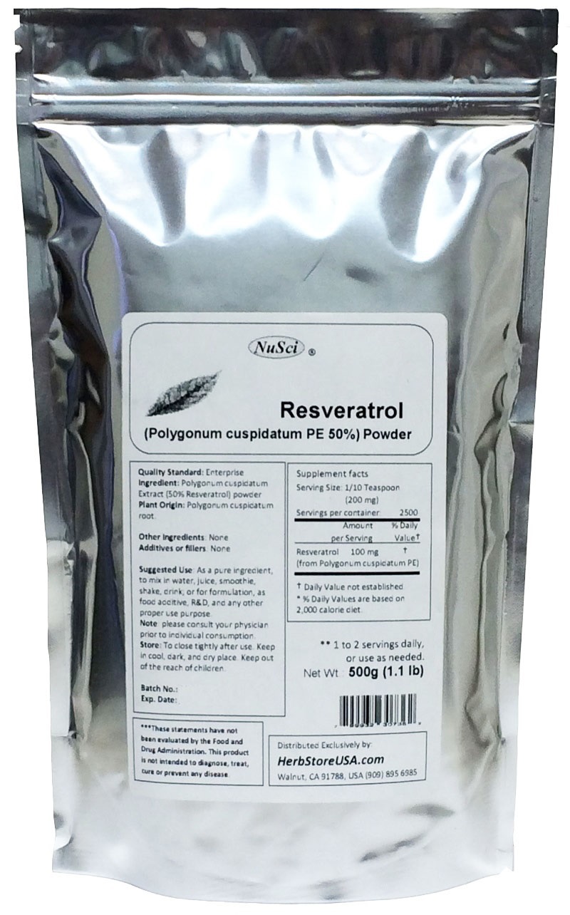 NuSci Natural Trans Resveratrol Powder 100g(3.52oz) Anti-aging longevity
