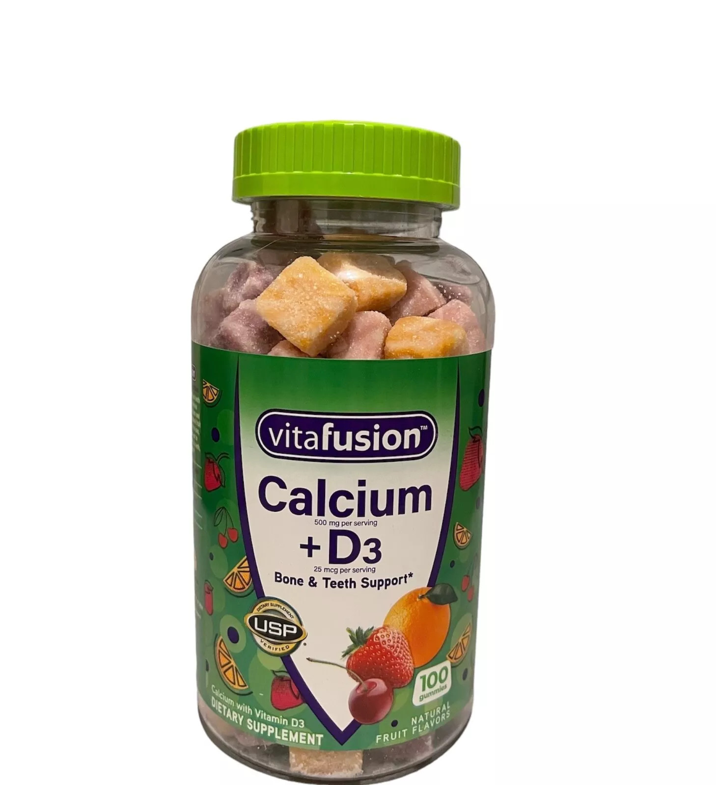 vitafusion calcium 500mg +D3 25 mcg gummies 100 ct