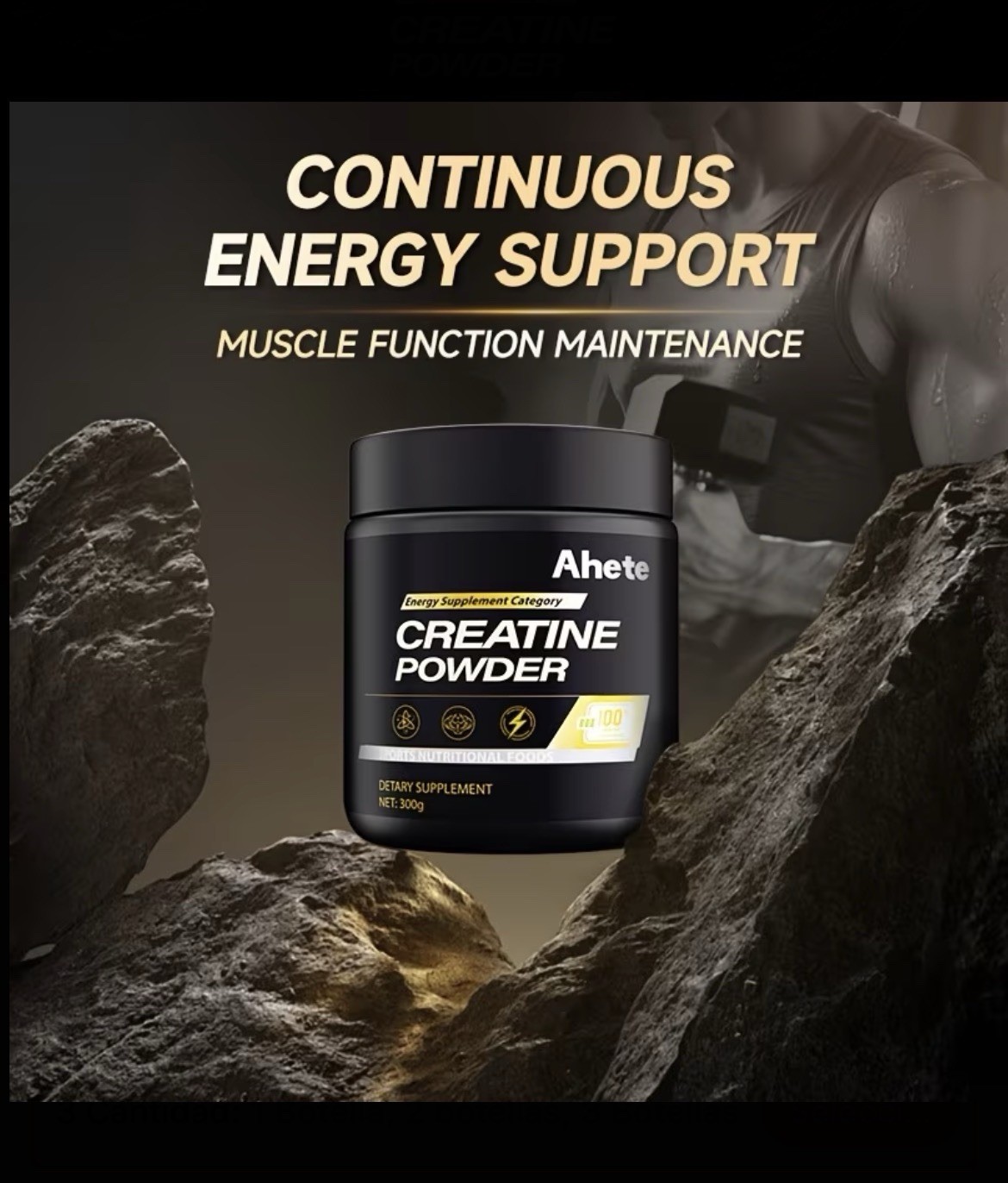 Ahete Creatine Monohydrate Powder 300g Sugar-Free Premium Purity No Additives