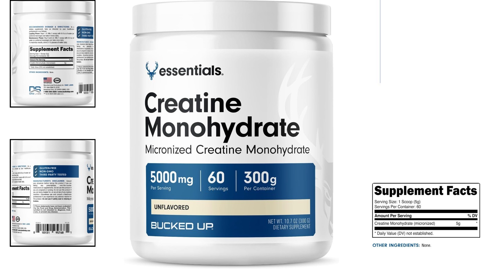 Unflavored Micronized Creatine Monohydrate – 300g, 60 Servings for Muscle Growth