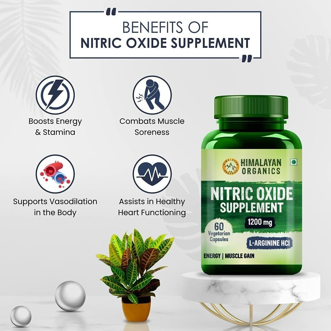 Himalayan Organics Nitric Oxide Supplement 1400mg 60 Capsules Free Shipping