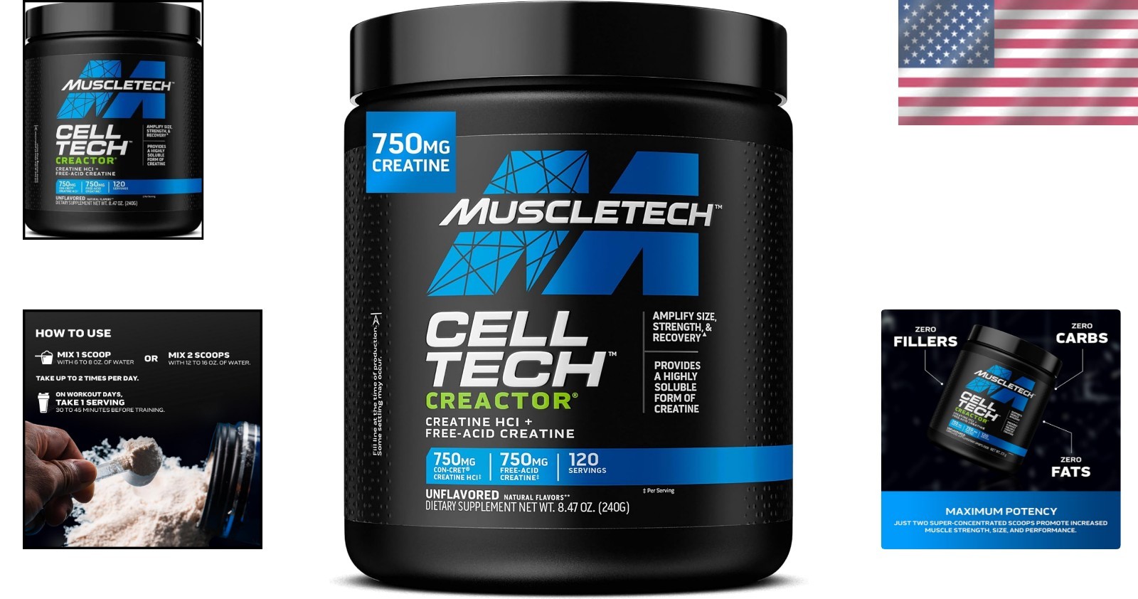 Cell-Tech Creactor Creatine HCl Powder – 120 Servings, Unflavored Muscle Builder