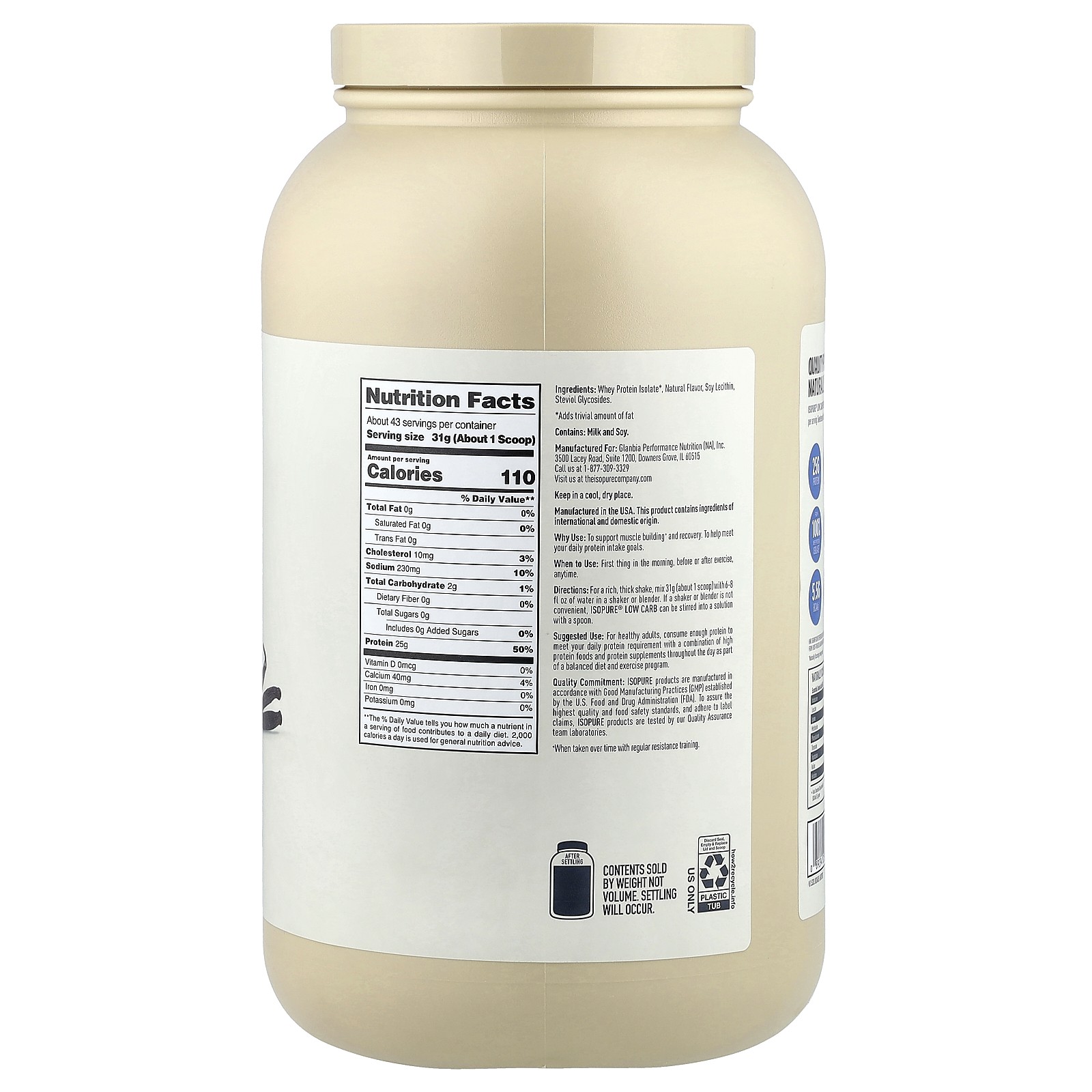 Low Carb Protein Powder, Vanilla Bean, 3 lb (1.36 kg)