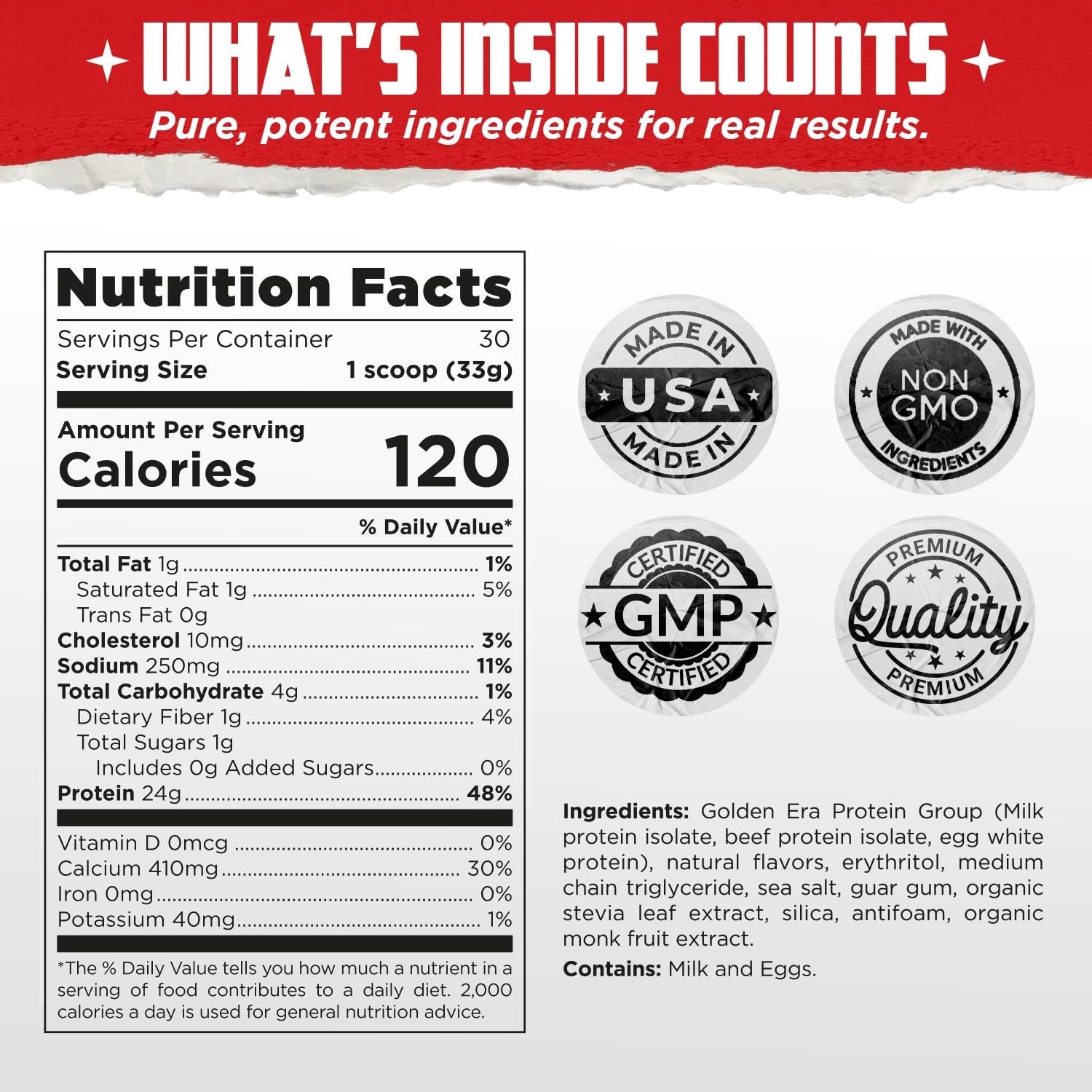 Three-Source Isolate Blend Protein Powder: 24g Protein, 0g Sugar, Egg/Milk/Beef