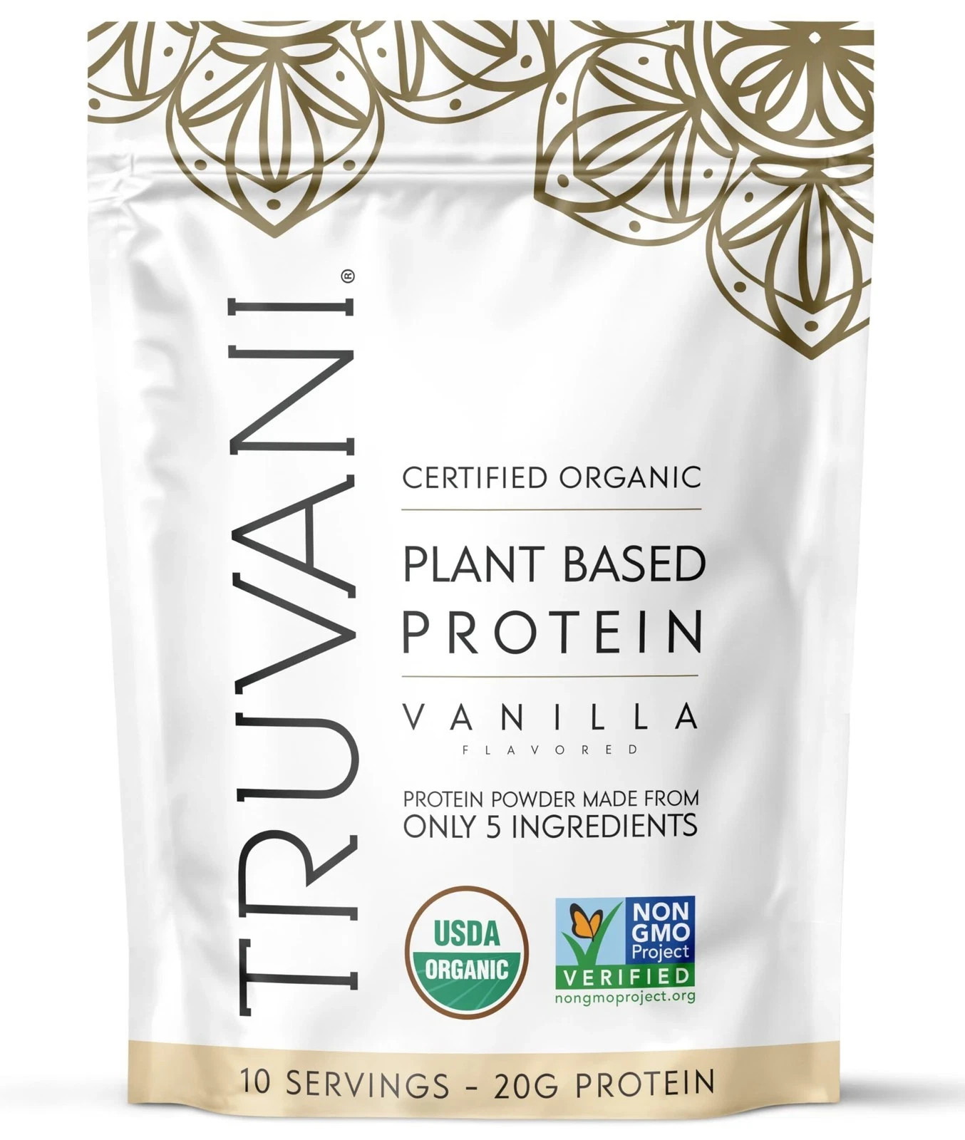Truvani Vegan Pea Protein Powder Vanilla 20g Organic Plant Based Serving Keto