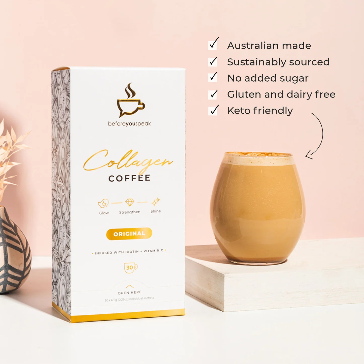 New Before You Speak Collagen Coffee Original 6.5g x 30 Pack