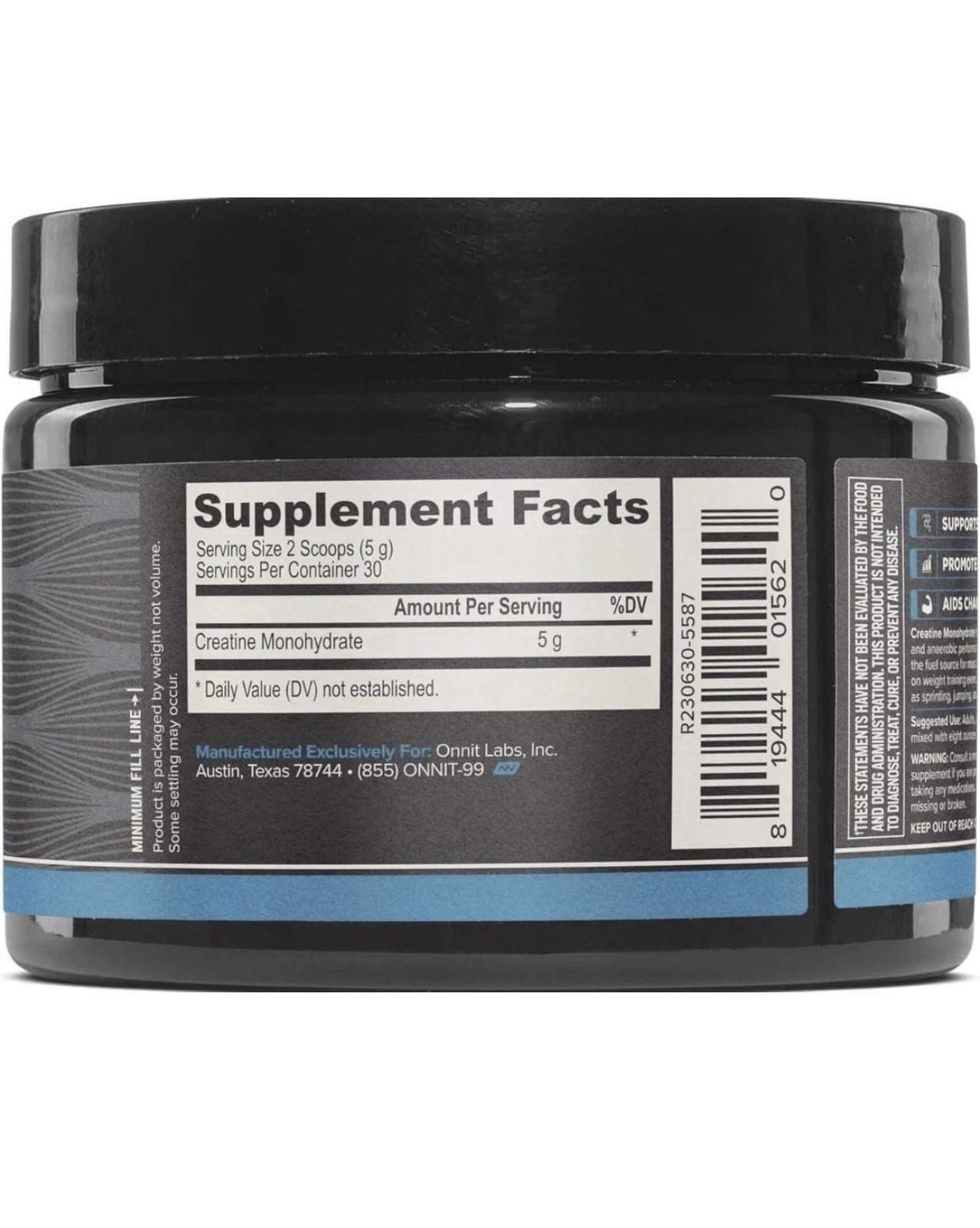 ONNIT Creatine Monohydrate Powder, Strength & Power Support, 30 Servings, 5.29oz