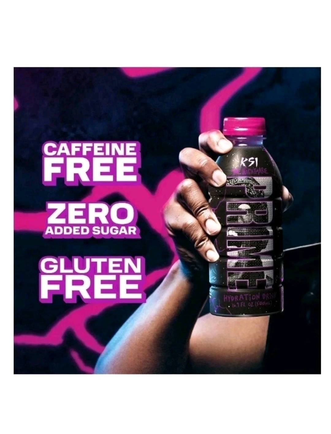 PRIME KSI THE NIGHTMARE LIMITED EDITION STRAWBERRY CREAM HYDRATION DRINK 16.9FL