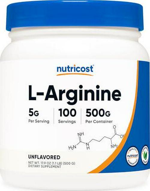 Nutricost L-Arginine Powder 500 Grams (1.1lbs) – Pure L-Arginine Powder – 5000mg