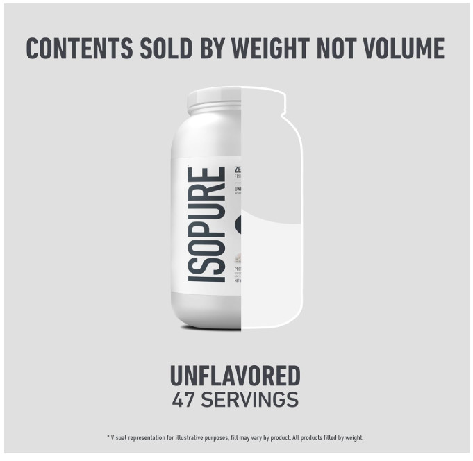 Isopure Zero Carb Whey Isolate Protein Powder, Unflavored, 3 lb, 47 Servings
